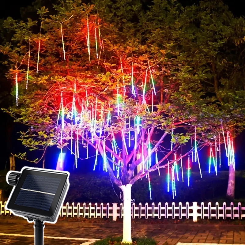 Christmas Tree Decoration 30/50cm Solar Meteor Shower Rain String Light 8 Tubes Holiday Party Wedding Garden Light Holiday Light