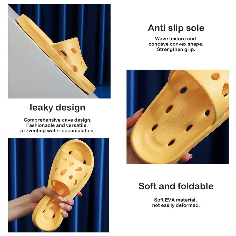 Bathroom Slippers Women Leaking Sandals Cheese Slides Summer Eva Shoes For Men Soft Anti-Slip Flip Flops Couples Indoor Slipper image 5