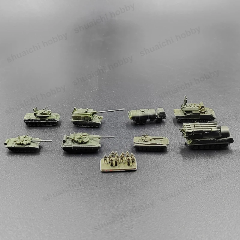 1Set 1/350 Scale Russian Armored Vehicle Model Simulation T-90 Main Battle Tanks Soldier Models DIY Military Toys for Collection