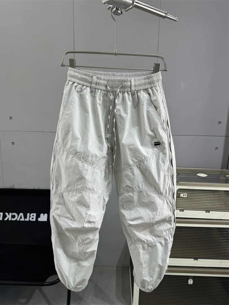 

Summer Thin Casual Pants for Men Loose Fit Trousers with Side Zipper And Cargo Sle Breathable Qui Dry Elastic Waist