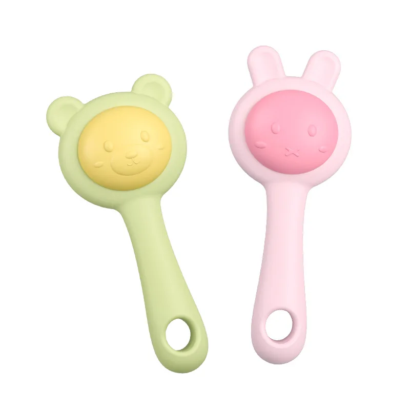 Brinquedos de chocalho de bebê com caixa de armazenamento sem BPA Teethers de silicone Brinquedos infantis de dentição de coelho Chicletes dorejadas Brinquedo de mastigação calmante 0-12M