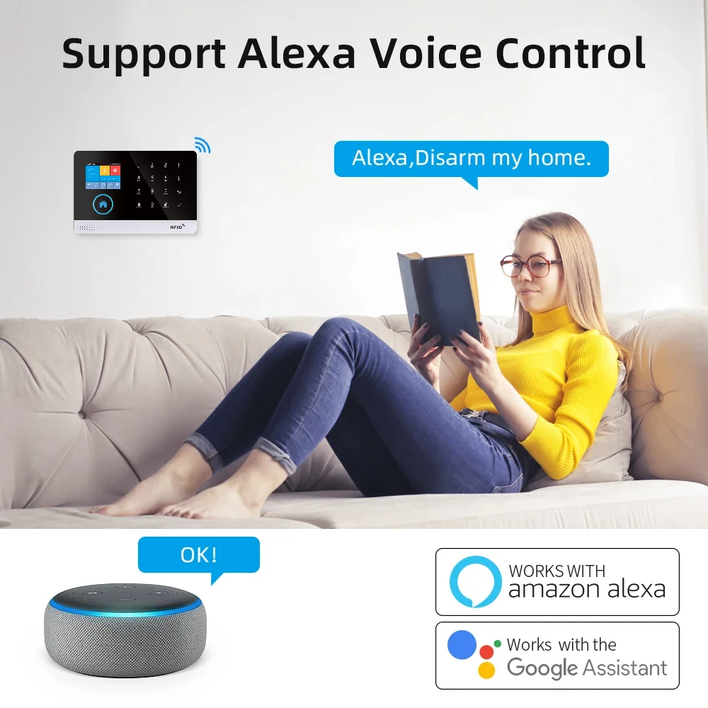 Sistema de alarma WiFi 4G, Control por aplicación Tuya Smart Life para alarma de seguridad para el hogar, Sensor PIR, Sensor de puerta, Kit de hogar