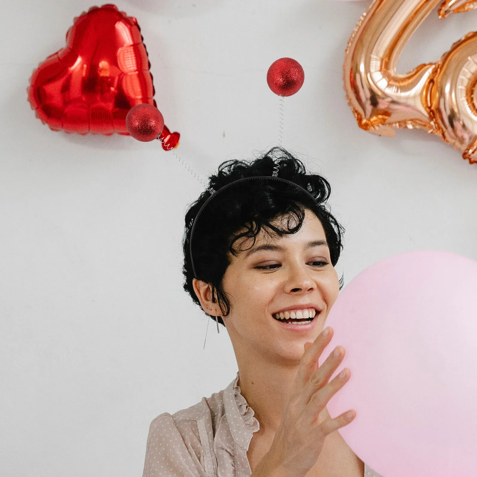 

6 шт. повязок для волос в форме персикового сердца, праздничные повязки для волос с блестящими шариками, легкие аксессуары для фотосессий, праздничные головные уборы для девочек, модные аксессуары