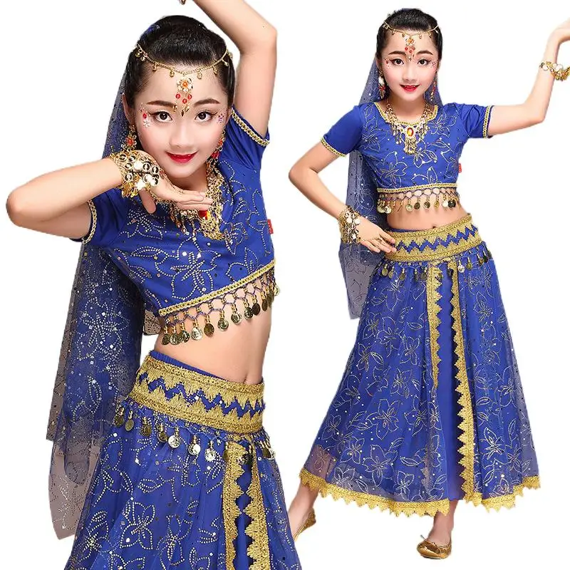 Kids Arabic Halloween Costume Girl Princess Festival Belly Dance Cosplay Bollywood Noble Jasmine Carnival Stage Performance Suit