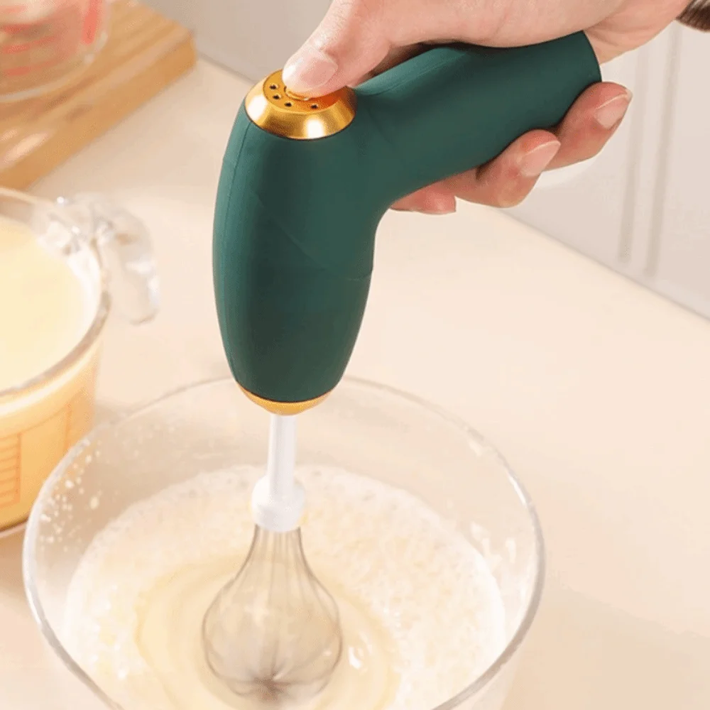 Handheld Electric Mixer with Replacement Heads Wireless Electric Egg Beater Comfortable Grip 3 Speed Setting Electric Egg Whisk