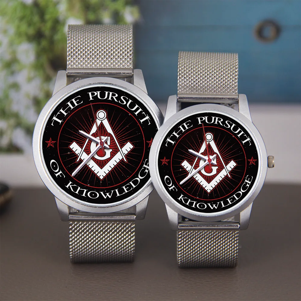 Personalizzato 45/38 mm Icona della massoneria Stampa Logo Orologio da uomo souvenir in oro rosa Logo Quadrante Modello bussole in argento