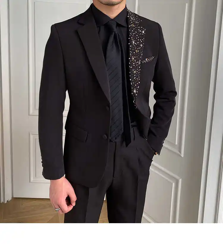 مطرز التلبيب السترة سهرة الدعاوى للرجال 2 قطعة مخصصة مناسبة خاصة الدعاوى الزفاف الرسمي حفلة موسيقية مساء الدعاوى