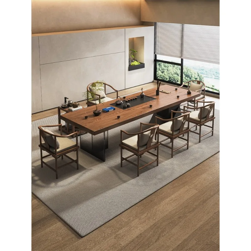 

New Chinese style tea table and chair combination simple office tea table tea room all solid wood zen