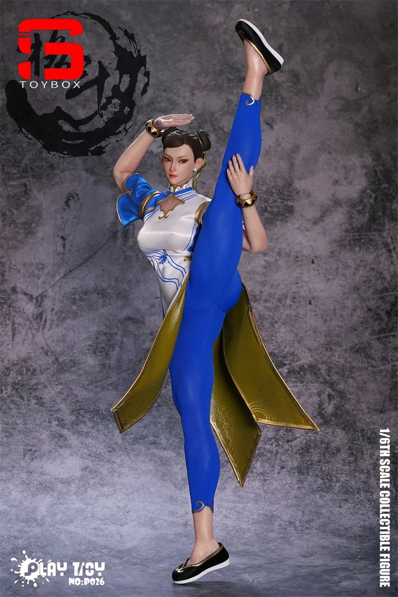 2025 Q2 PLAY TOY P026 1/6 Chunli Movable Eyes Action Figure 12'' Female Soldier Blue cheongsam Figurine Full Set Collectible Toy