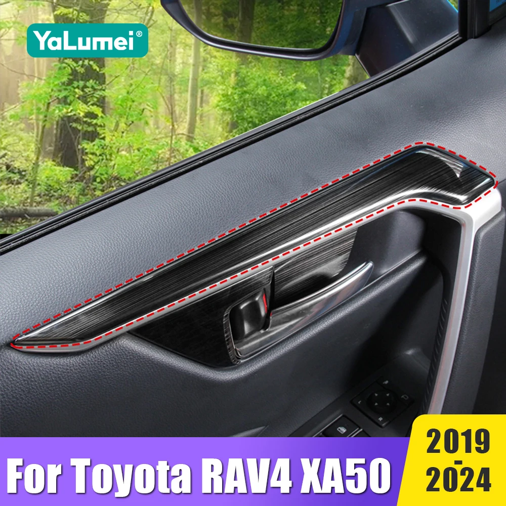 

Car Interior Door Handle Frame Cover Sticker Trims For Toyota RAV4 XA50 2019 2020 2021 2022 2023 2024 RAV 4 Hybrid Accessories