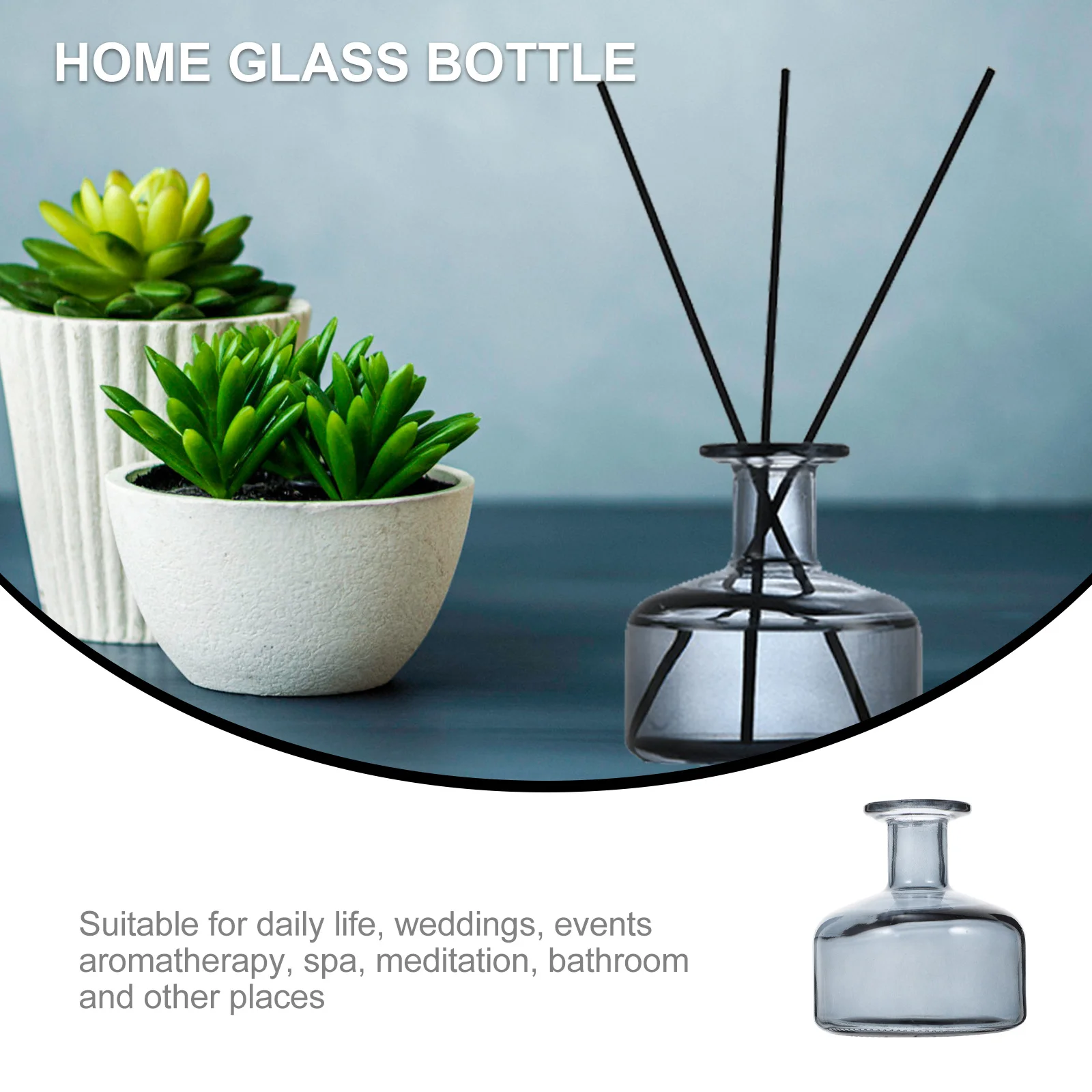 

2Pcs Glass Diffuser Bottles Grey Bottles Aromatherapy Containers for Meditation Glass Bottle