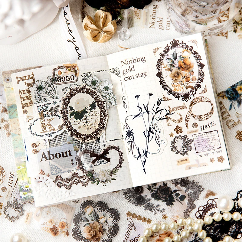 5x200cm Lace Washi Tape, delicate hollow lace patterns, gentle decorative supplies for journal collage view 4