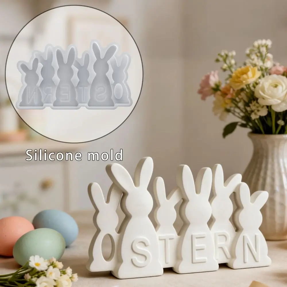 

Creative Easter Bunny Aromatherapy Candle Mold Silicone 3D Plaster Mold DIY Reusable Resin Mold Home Decor