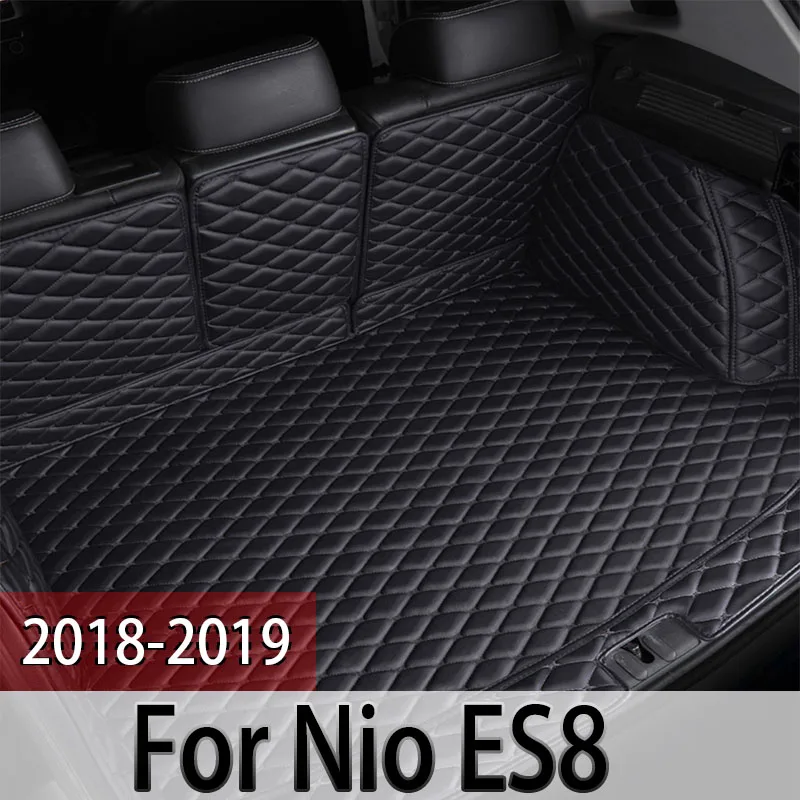 High quality Custom wear-resistant Leather Car Trunk Mats For Nio ES8 2018-2019 6 seats  Rear Trunk Floor Mat Tray Carpet Mud