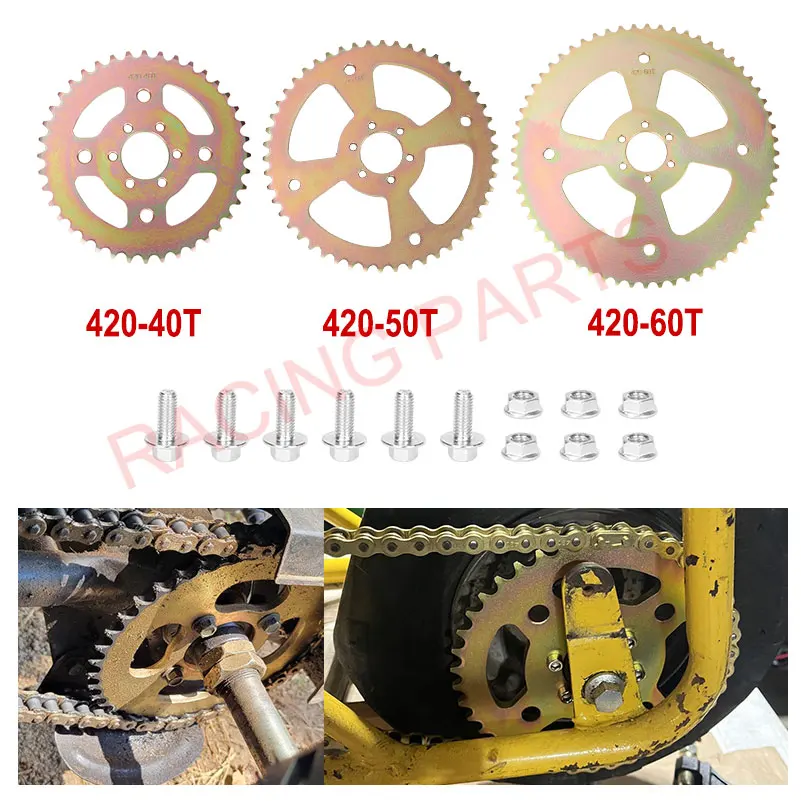 

Цепь 40/50/60T, 6-луночная звездочка 420 для Coleman CT100U CC100X Mega Moto MMB80 105 Baja Doodle Bug DB30 Motovox MBX10, мини-велосипед