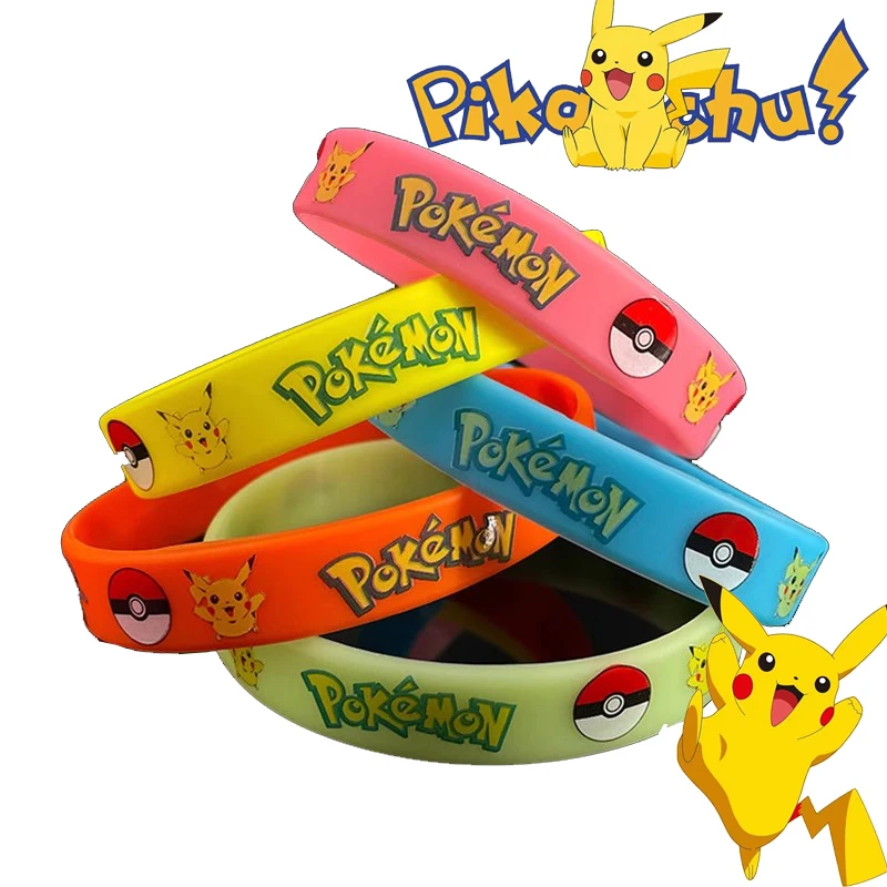 New Pokémon Silicone Sports Multi-color Optional Kids Wristband Bracelet Canvas Anime Pattern Print Birthday Gift for Friends