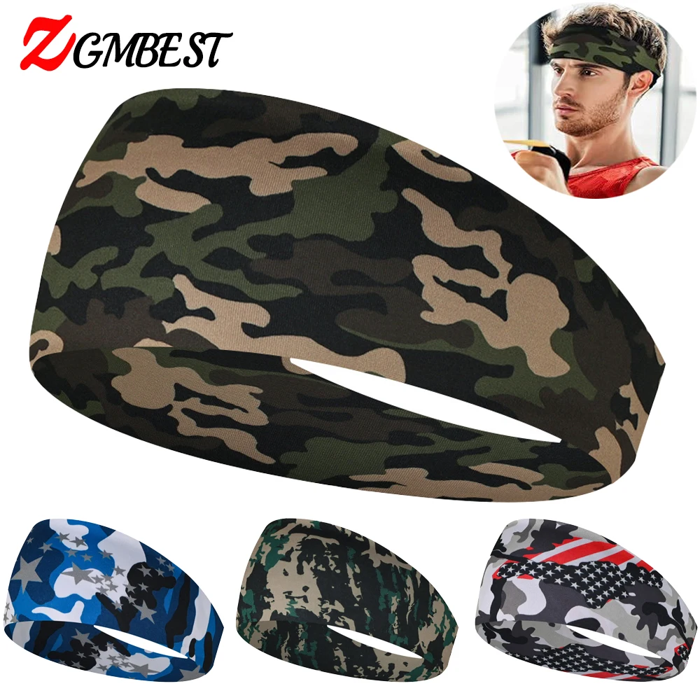 

Камуфляжная спортивная повязка на голову, быстросохнущая спортивная повязка, эластичные повязки для спортивных тренировок, бега, езды на велосипеде, баскетбола, йоги, повязки для волос