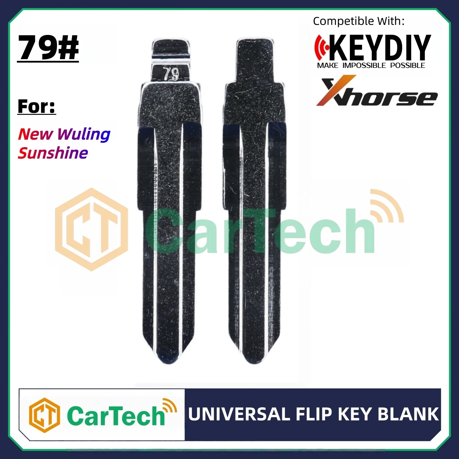 Cartech 79# Uncut Flip Blank Key Blade for KEYDIY KD VVDI Universal Remote Fit New Wuling Sunshine