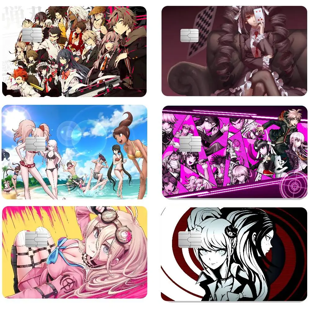 GAME Danganronpa Anime 4pcs 1Set Funny Shell On Off Ultra Thin No Fade Sticker Skin Cover Film For Debit Credit Card