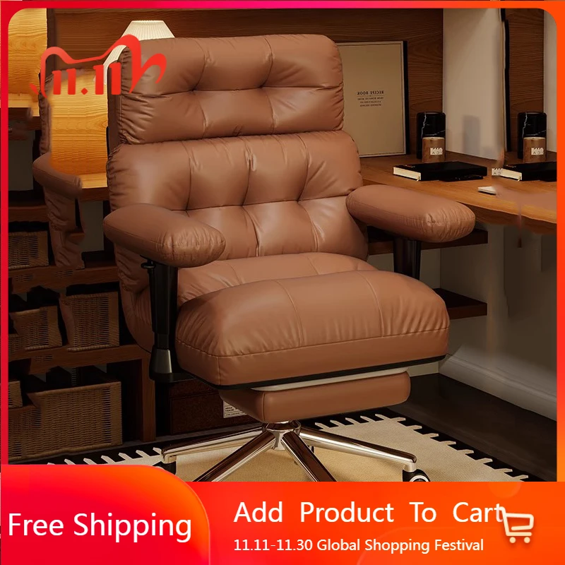 

Comfortable Leather Office Chair Footrest Backrest Wheels Cushion Office Chair Rocking Desk Silla Oficina Library Furniture