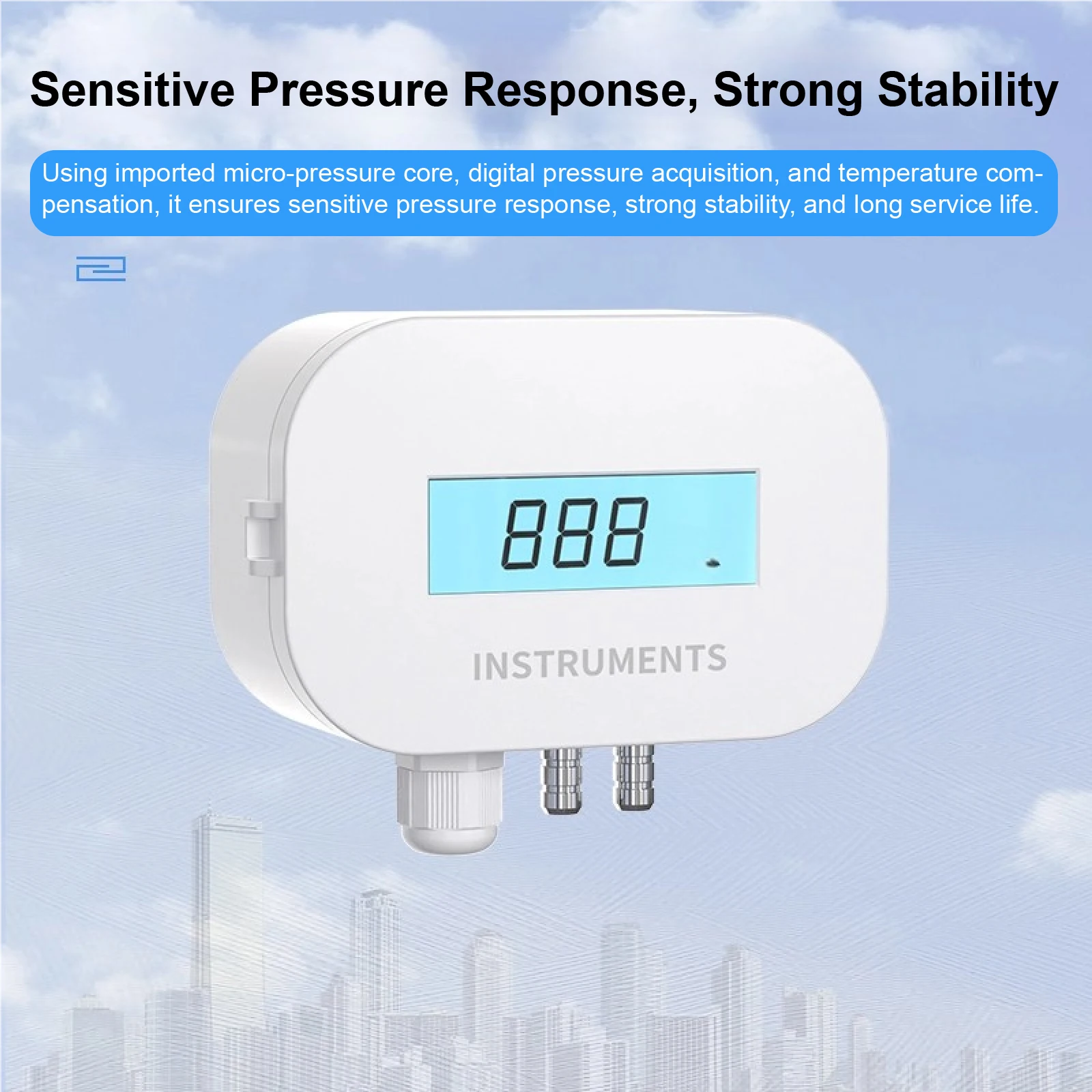 

Тип дисплея SN Микропередатчик перепада давления 0-30 Па 100 Па 10 кПа Диапазон 4-20 мА 0-5 В RS485 Сигнализация