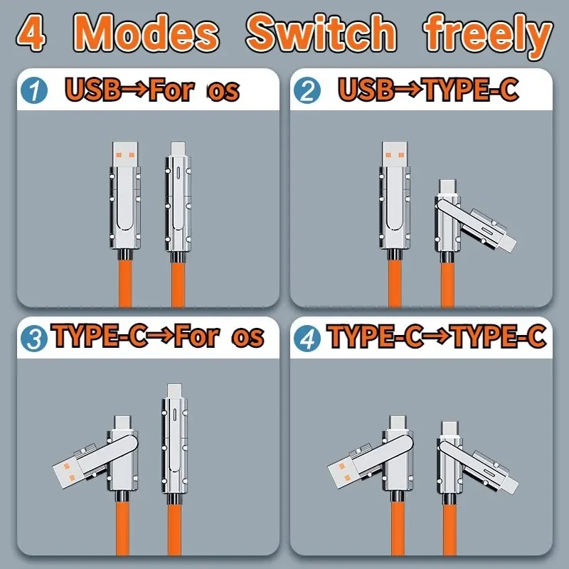 Type C To Type C 2 in 2 PD Fast USB Cable 4 in 1 Micro USB Type C Charger Cable for Huawei Xiaomi Samsung Redmi 1M Good Working