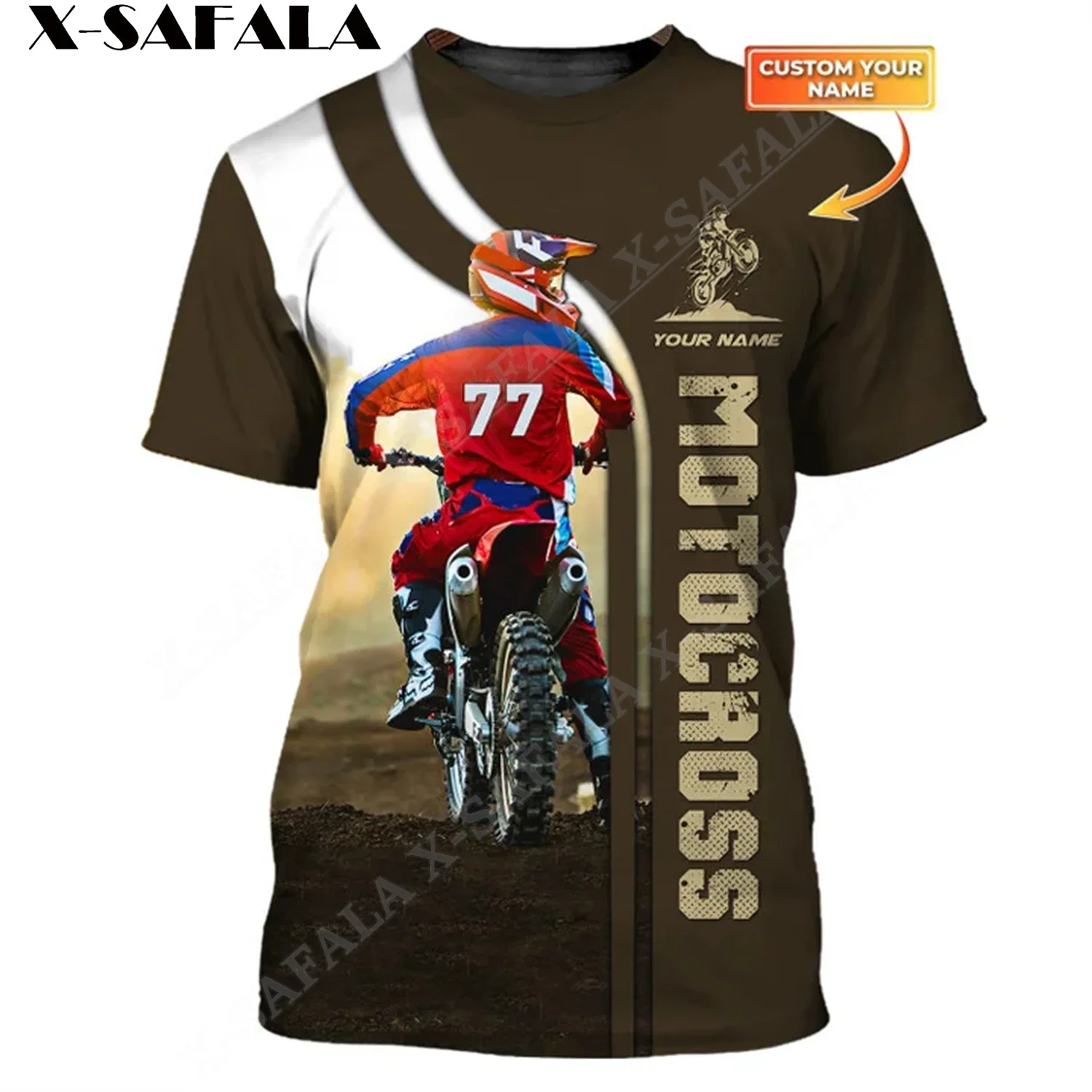 Custom Gift For Motocross Motorcycle Lovers 3D Print Mens T-Shirt Top Tee Short Sleeve Casual Milk Fiber Breathable Tracksuits