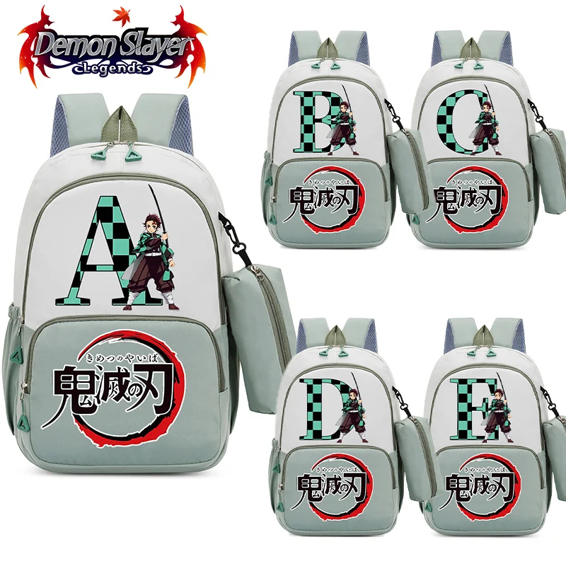 

Школьная сумка Demon Slayer, аниме Танджиро, рюкзак-карандаш, комплект из 2 предметов, студенческая большая вместительная уличная дорожная сумка, школьные принадлежности, подарок