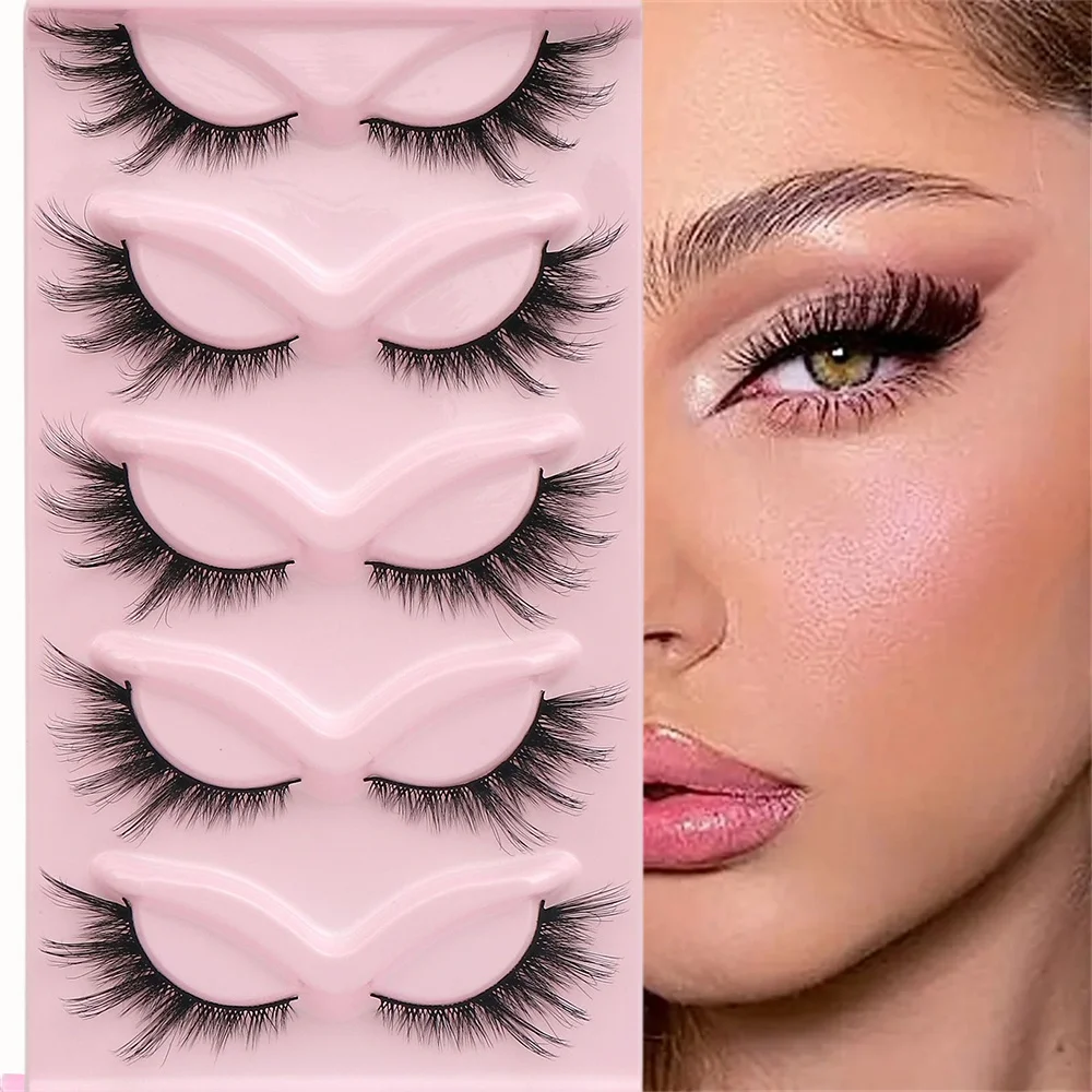 5 أزواج من الرموش الصناعية على شكل عين القطة - رموش كوميدية رموش ناعمة وطبيعية، مكياج ممتد - مضاد للحساسية، مريح #1