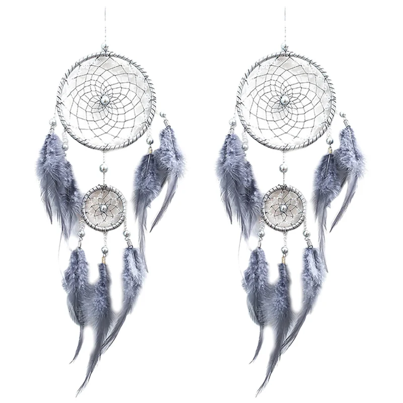 ABRE-2X atrapasueños-plumas tradicionales hechas a mano para colgar en la pared decoración del hogar ornamento artesanía regalos del Día de San Valentín para amigos