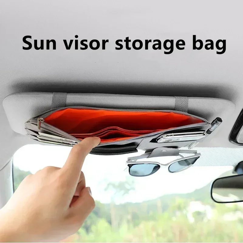 Car Sun Visor Organizer Multi-pocket Zipper Auto Truck SUV Storage Pouch Bills Pen Card Glasses Holder Car Accessories Gadget - view 5
