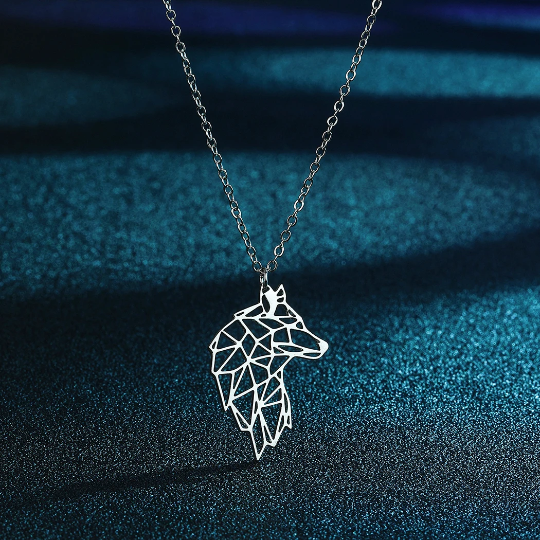 كينيتيال الذئب قلادة للرجال النساء الفولاذ المقاوم للصدأ القلائد موضة الحيوان الذكور قلادة مجوهرات بسيطة هدايا الصبي #5