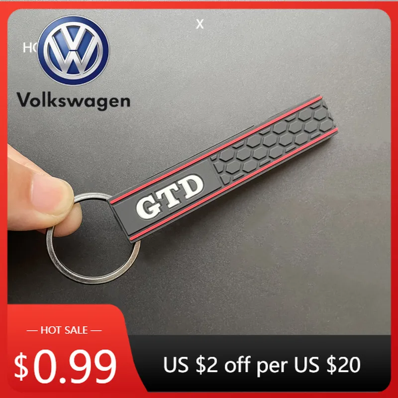 

Новинка 2026: Мягкий силиконовый брелок-ключница с логотипом Volkswagen GTD для VW GTD, GTI, GOLF 5, 6, 7, MK (1 шт.)