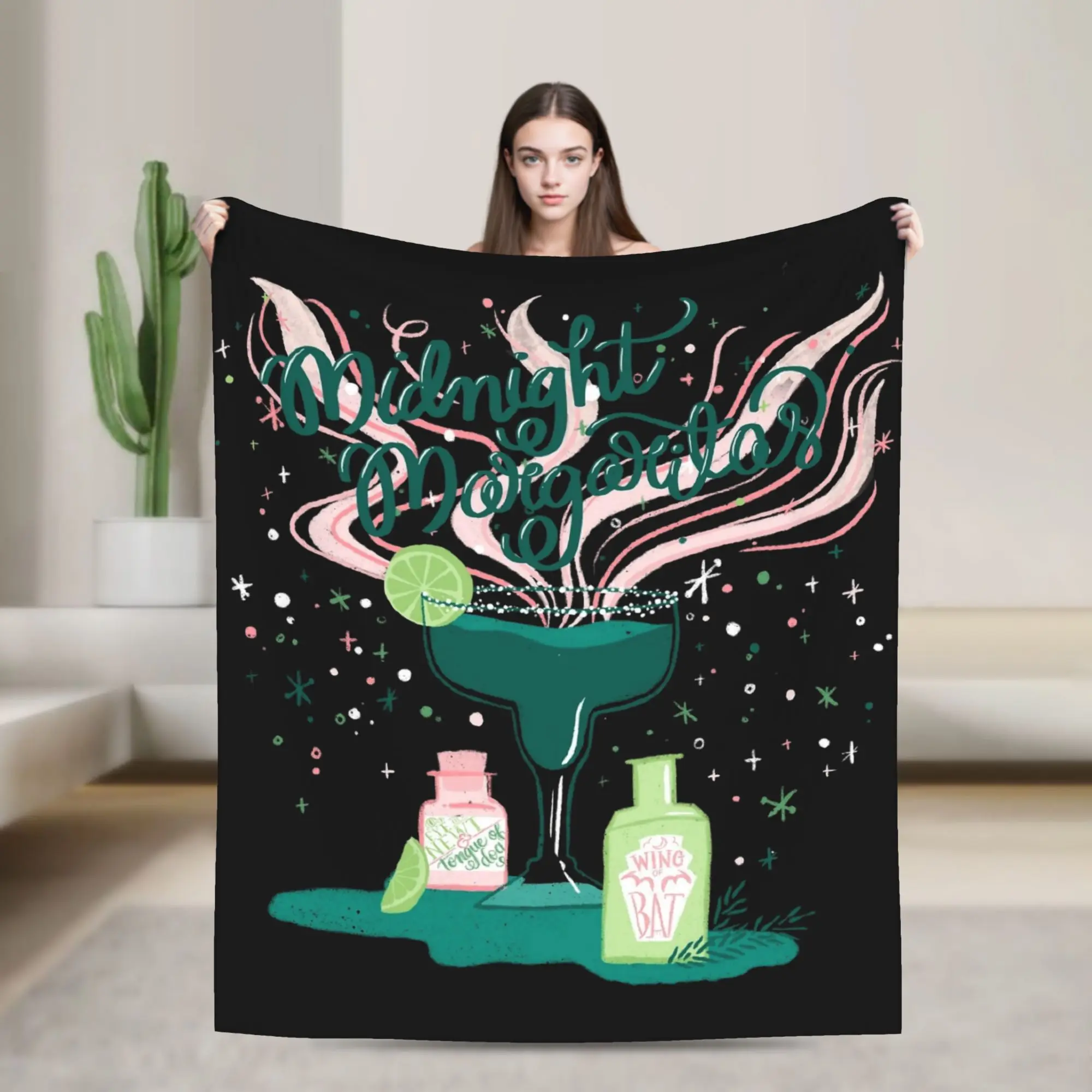 Midnight Margaritas Flannel Blankets Practical Magic  Funny Throw Blankets for Home 150*125cm Bedspread