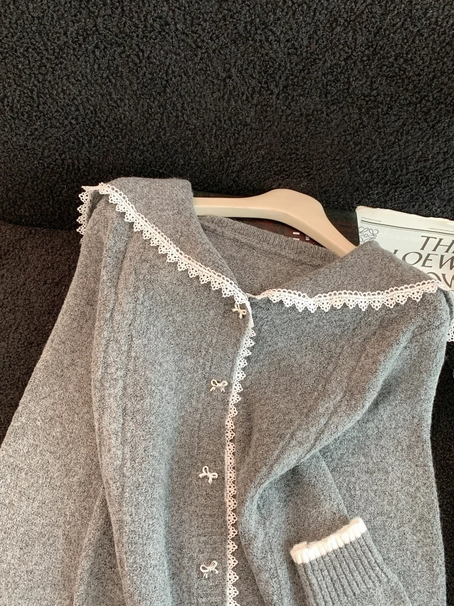 Thiened maglione cardigan aperto con colletto viola lavorato a maglia da donna autunno inverno Faion Lazy Sle Girls caldo lungo Sve Top