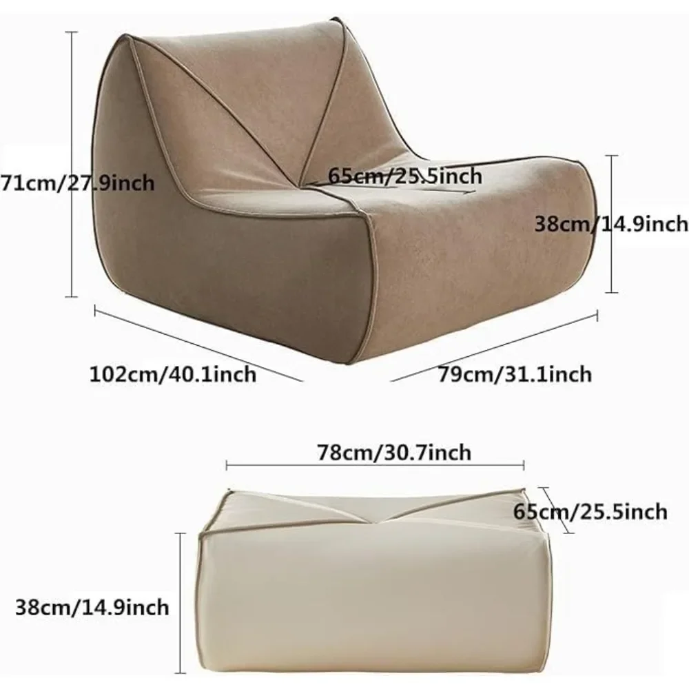 Giant Beanbag Chair, Beanbag Sofa Chair with Footstool, Comfortable Reading Chair, Suitable for Dormitories and Living Rooms