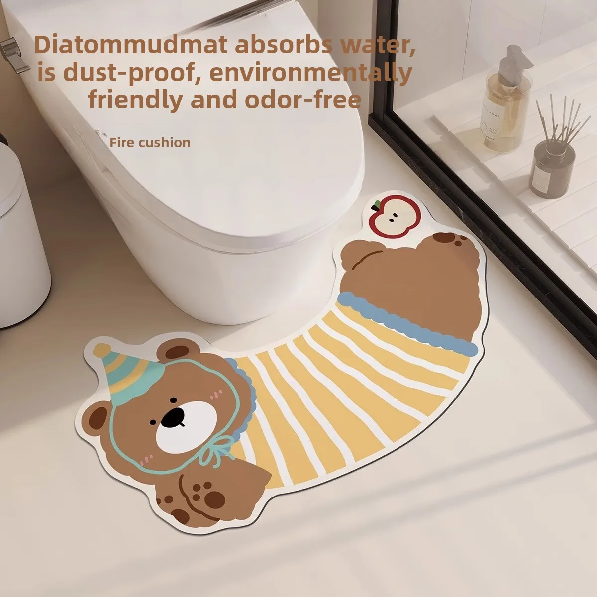 

Коврик для ванной комнаты U-образной формы, силиконовый, влаговпитывающий, нескользящий, грязеотталкивающий, с защитой от брызг