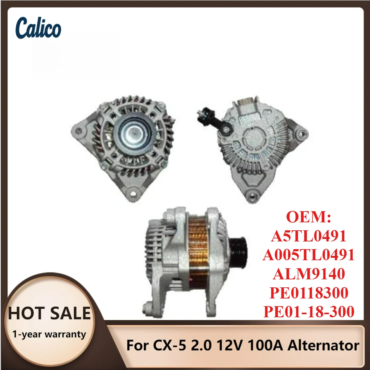 

Exclusive Production Suitable for CX-5 2.0 12V 100A Alternator A5TL0491 A005TL0491 ALM9140 PE0118300 PE01-18-300