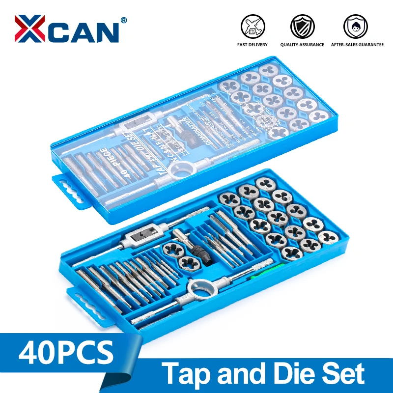 

XCAN Tap and Die Set 40pcs Screw Thread Plug Taps Wrench Die Alloy Steel Hand Tapping Tools Screw Tap Die