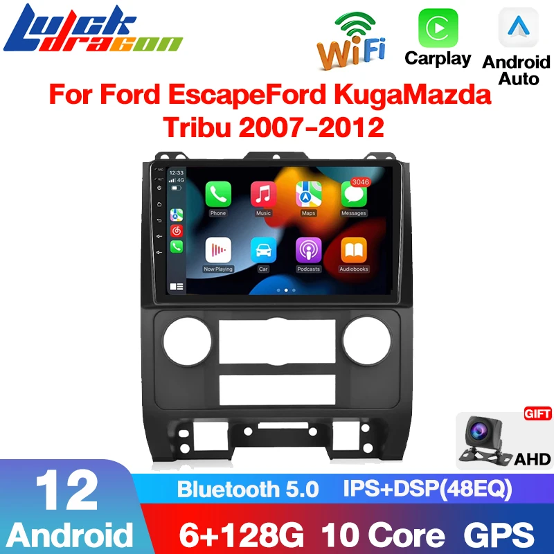 

Автомагнитола Carplay, Android 12, DVD, для Ford Escape 2007-2012, стерео, GPS-навигация, мультимедийный видеоплеер, 4 Гб + 64 ГБ, IPS, Wi-Fi