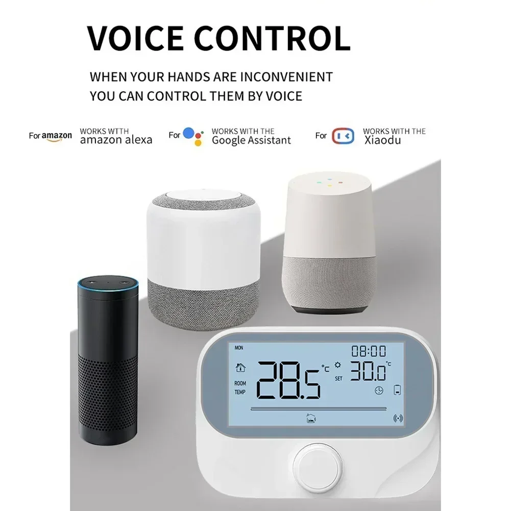 

Беспроводной радиочастотный термостат котла, совместимый с интеллектуальным программируемым расписанием Tuya и поворотной ручкой температуры