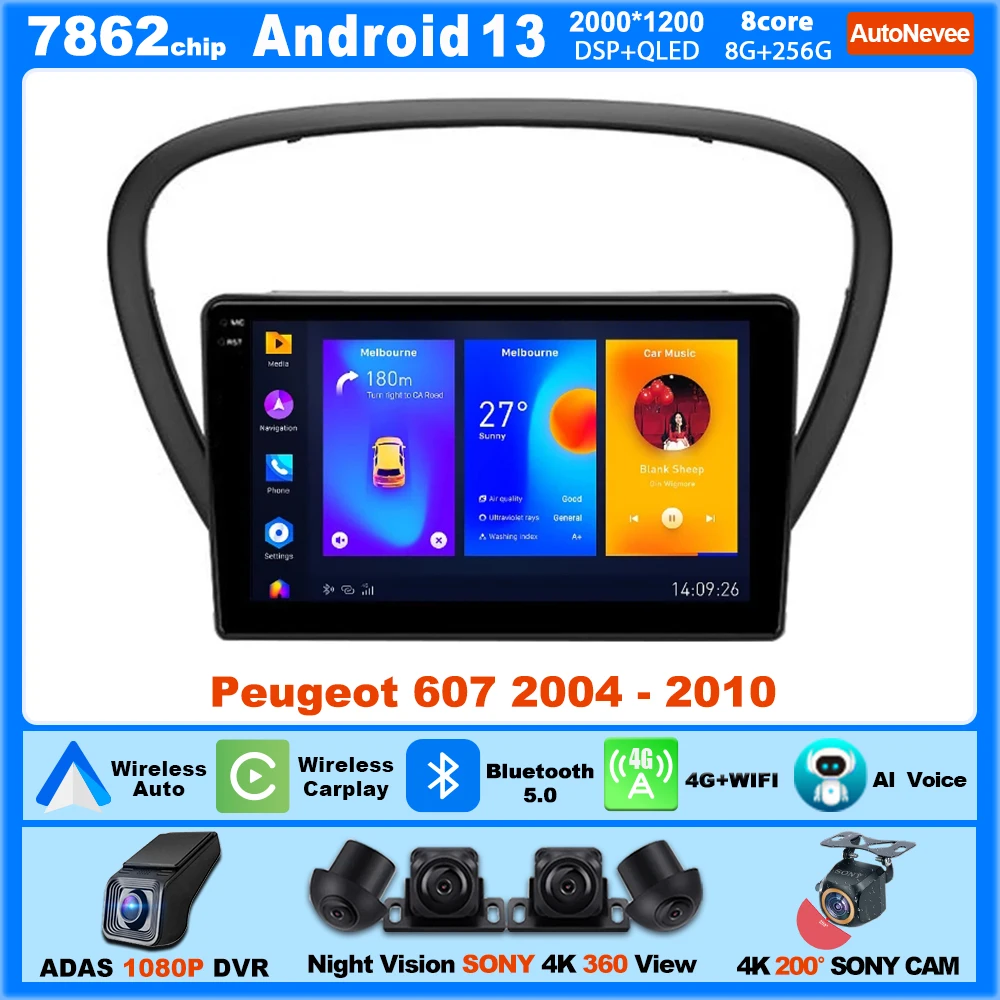 

Android For Peugeot 607 2004 - 2010 Auto Carplay Radio Stereo Multimedia Player Car Intelligent Systems Screen Pantalla Audio CD