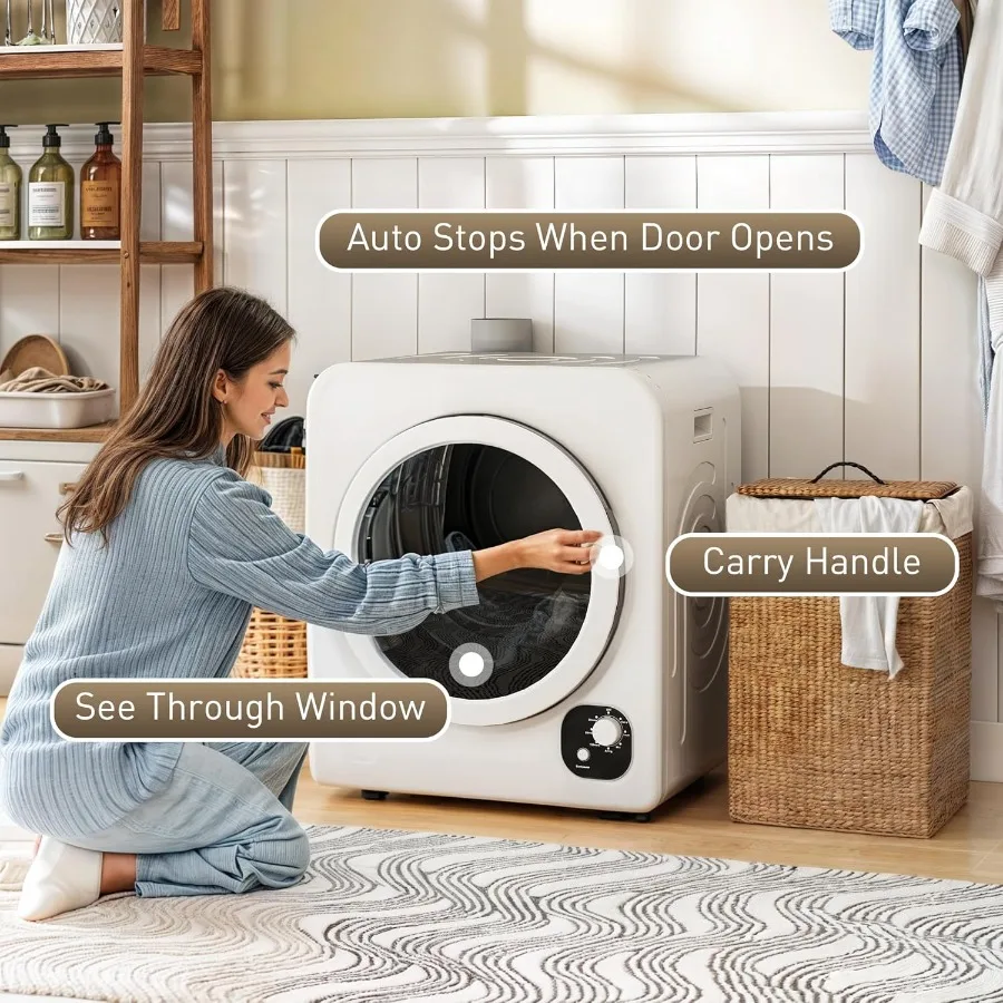 مجفف ملابس محمول 120 فولت، 1300 وات، ماكينة تجفيف غسيل ذات تحميل أمامي مدمج 3.3 متر مكعب. قدم. مع حوض ستانلس ستيل 4 جاف أوتوماتيكي #5