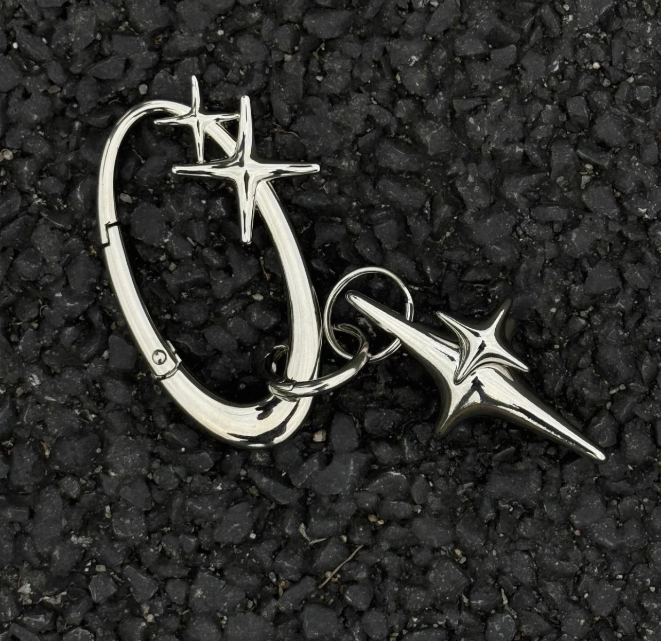 Anel duplo nova estrela ícone mosquetão chaveiro blackout mulheres homens de alta qualidade oval sólido fivela cinto unisex casal tira chave rin