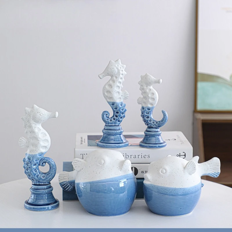 

Marine Ceramic Crafts Sculpture, Seahorse Dolphin Biological Statue Decoration Accessories, Home Decorations, Enthusiast Gifts