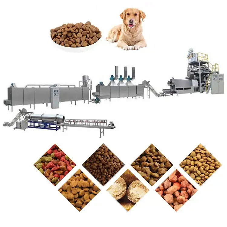 Full Production Line Animal Feed Extruder Dog Animal Pellet Food Processing Machine Animal Pet Food Equipment Making Plant