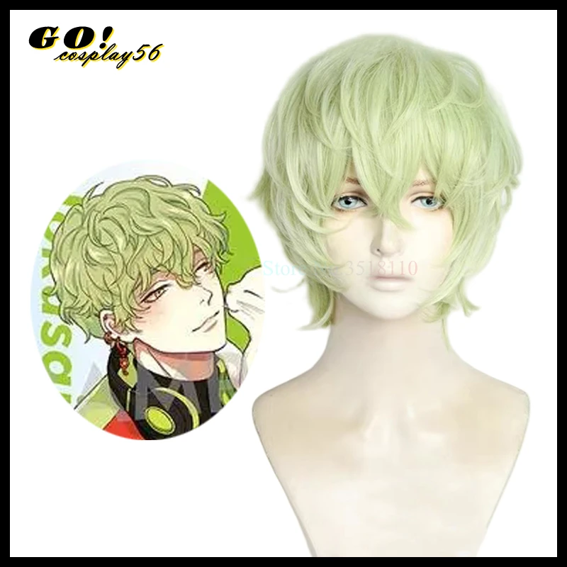 

Hokusai Masaki Cosplay Wig Light Green Short Synthetic Hair Game Chillin Live Rapper Idols Halloween Headwear