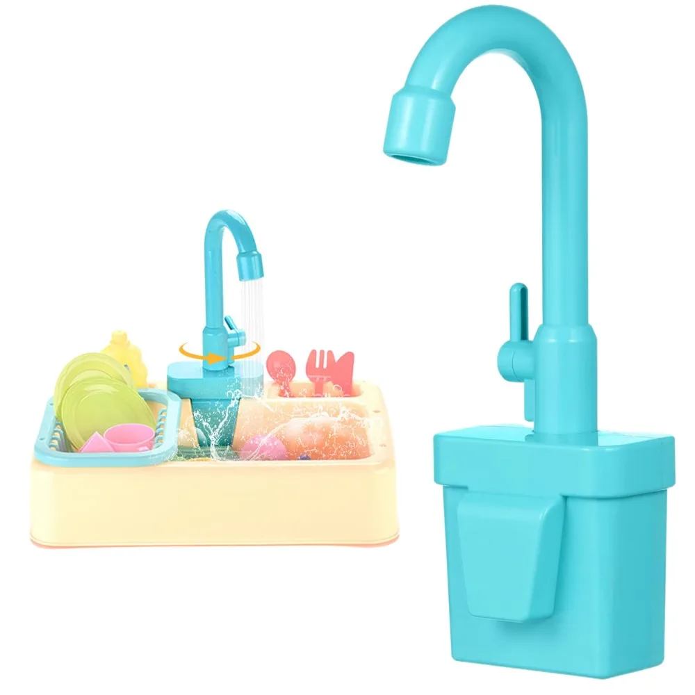 Rotatable Kitchen Faucet Replacement Toy With Running Water Plastic Kitchen Sink Toys Faucet Simulation Faucet Toy