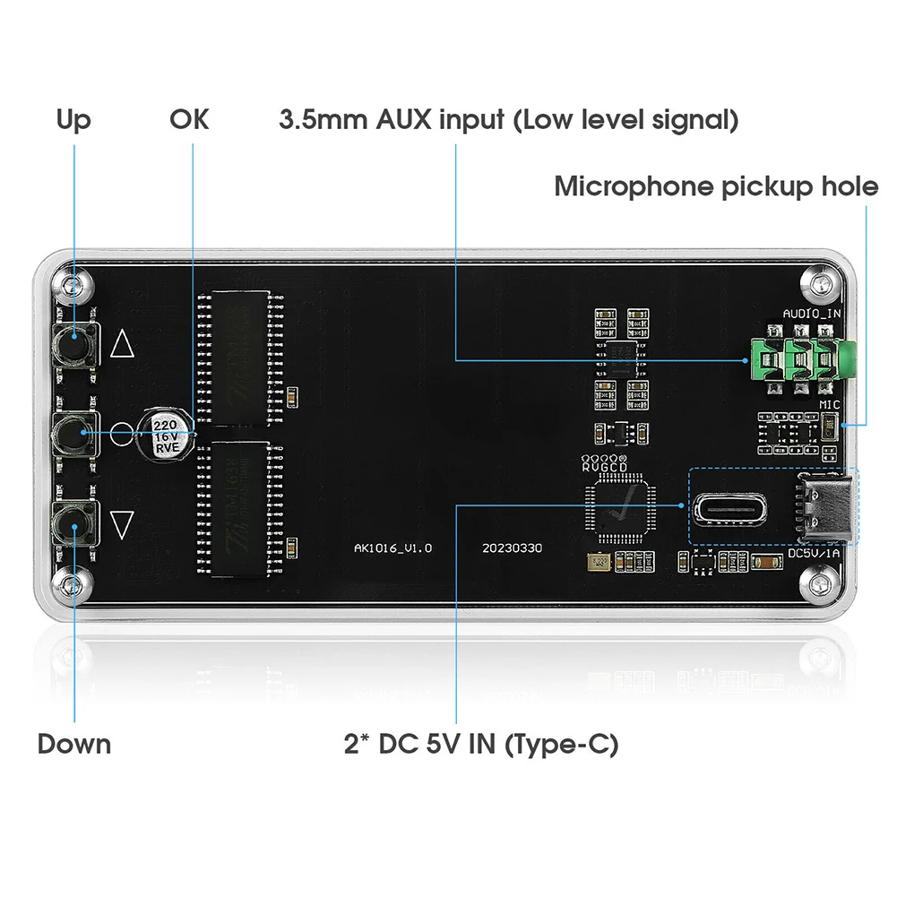 1pc AK1016 Audio Spectrum Analyzer LED Display Music Spectrum MIC Pick-up Sound Level Meter Audio Analyzer Display Desk Decor