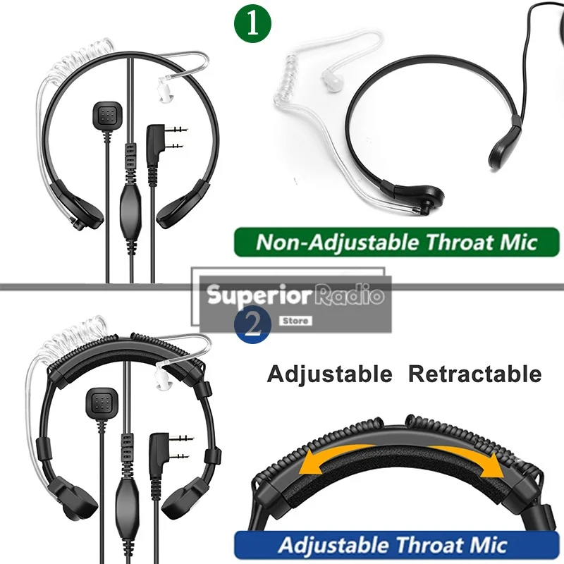 قابل للتعديل الصوتية الحلق هيئة التصنيع العسكري سماعة التكتيكية الصوتية أنبوب غير قابل للتعديل سماعة ل TK11 (5) UV-5RH برو أجهزة الراديو الملحقات